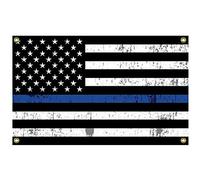 Lplpol Fashionable Blue Lives Matter Flag Thin Blue Line Support Police Officers Local Law Enforcement Banner 36" by 16" s Metal tin Sign 12" x 18"