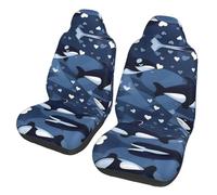 LPLSNWS 2-Pack Blue Killer Whale Printed Car Seat Covers for Sedans/Trucks/Buses/Ferry Seat Protectors