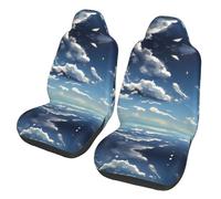 LPLSNWS 2-Pack Blue Sky and White Clouds Printed Car Seat Covers for Sedans/Trucks/Buses/Ferry Seat Protectors