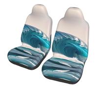 LPLSNWS 2-Pack Cartoon Blue sea Wave Printed Car Seat Covers for Sedans/Trucks/Buses/Ferry Seat Protectors