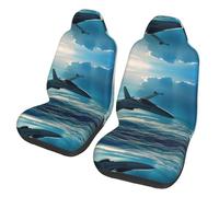 LPLSNWS 2-pack of abrasion-resistant car seat covers - Aircraft Fighter Jets patterned, suitable for passenger cars, vans, commercial vehicles, and marine seats.