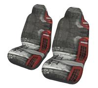 LPLSNWS 2-pack of abrasion-resistant car seat covers - British Phone Booth patterned, suitable for passenger cars, vans, commercial vehicles, and marine seats.
