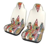 LPLSNWS 2-pack of abrasion-resistant car seat covers - Cartoon Austin Texas patterned, suitable for passenger cars, vans, commercial vehicles, and marine seats.