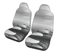 LPLSNWS 2-pack of abrasion-resistant car seat covers - Grey Zen Stones Picture patterned, suitable for passenger cars, vans, commercial vehicles, and marine seats.