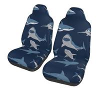 LPLSNWS 2-pack of abrasion-resistant car seat covers - Ocean Fish patterned, suitable for passenger cars, vans, commercial vehicles, and marine seats.
