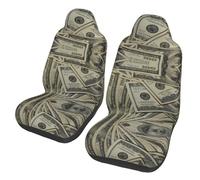 LPLSNWS 2-pack of abrasion-resistant car seat covers - US Dollar Currency Money patterned, suitable for passenger cars, vans, commercial vehicles, and marine seats.