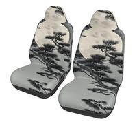 LPLSNWS 2-Pack Pine Tree Under The Moon Printed Car Seat Covers for Sedans/Trucks/Buses/Ferry Seat Protectors