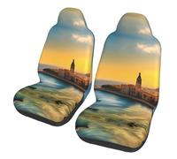 LPLSNWS 2-Pack Sunset in Barcelona Printed Car Seat Covers for Sedans/Trucks/Buses/Ferry Seat Protectors