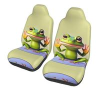 LPLSNWS 2-Pack The Funny Frog Doing Yoga Printed Car Seat Covers for Sedans/Trucks/Buses/Ferry Seat Protectors