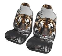 LPLSNWS 2-Pack Tiger at Rest Printed Car Seat Covers for Sedans/Trucks/Buses/Ferry Seat Protectors