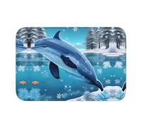 LPLSNWS 40x60cm Non-Slip Absorbent Floor Mat - Winter The Dolphin Printed Bathroom/Laundry Room Absorbent Foot Mat