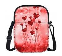 LPLSNWS Abstract Heart Printed Zipper Crossbody Bag - Small Shoulder Bag with Adjustable Strap - Portable Travel Work Gift Bag for Women Men