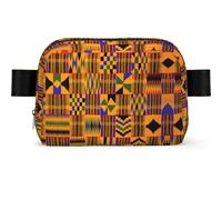 LPLSNWS African Kente Print Fanny Pack, Polyester, Zipper Closure, Adjustable Strap up to 120 cm, 19 x 5.5 x 13 cm, Hand Wash Only