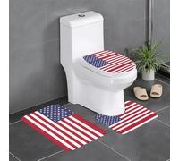 LPLSNWS American Flag Anti-Slip Bathroom mats - 3-Piece Set, Essential for Comfortable Living in bathrooms, bedrooms, and Kitchens.