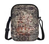 LPLSNWS Ancient Worn Brick Wall Printed Zipper Crossbody Bag - Small Shoulder Bag with Adjustable Strap - Portable Travel Work Gift Bag for Women Men