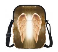 LPLSNWS Angel Wing Printed Zipper Crossbody Bag - Small Shoulder Bag with Adjustable Strap - Portable Travel Work Gift Bag for Women Men