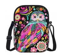 LPLSNWS Anime Owl Printed Zipper Crossbody Bag - Small Shoulder Bag with Adjustable Strap - Portable Travel Work Gift Bag for Women Men
