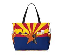 LPLSNWS Arizona Flag Patterned canvas beach travel bag - durable storage bag for vacations, camping, shopping, and moving.