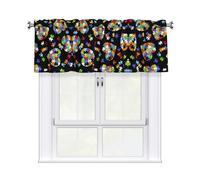 LPLSNWS Autism Awareness Puzzle Pieces Heart Patterned Short Curtains with 3" Rod Pocket for Laundry Room, Living Room, Bedroom, Country Home Decor Light Filtering Drapery,