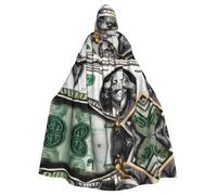 LPLSNWS Banknote Patterns Printed Hooded Cape, Lightweight Adult Cape for Halloween Events and Cosplay