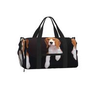LPLSNWS Beagle Print Duffel Bag, Black, 45x23x25 cm, Polyester, Zipper Closure, Adjustable Strap, with Shoe Compartment