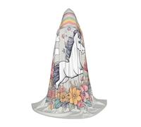 LPLSNWS beautiful rainbows and unicorns Small Printed Hooded Cape/Cape, Teen Robe Costume, Suitable for Cosplay and Themed Parties