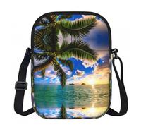 LPLSNWS Beautiful Sunrise Ocean Printed Zipper Crossbody Bag - Small Shoulder Bag with Adjustable Strap - Portable Travel Work Gift Bag for Women Men