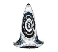 LPLSNWS Black and White Round Totem Medium Printed Hooded Cape/Cape, Teen Robe Costume, Suitable for Cosplay and Themed Parties