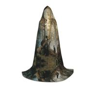 LPLSNWS Black Bears Animal Print Hooded Cape for Teenagers, Size M, Polyester, Carnival Costume