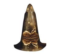 LPLSNWS Book Under The Light Graphic Hooded Cape for Teenagers, Size M, Black, Polyester, Carnival