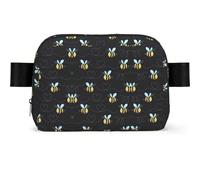 LPLSNWS Bumble Bees Fanny Pack, Black, Polyester, Zipper Closure, 110 cm Strap, 19 x 13 x 5.5 cm, Hand Wash Only
