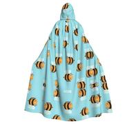 LPLSNWS Cartoon Bee Pattern Printed Adult Hooded Cape, Unisex, Ideal for Conventions, Parties, and Cosplay Costumes