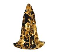 LPLSNWS Clock Gear Graphic Teen Cosplay Hooded Cape, Size M, Black, Polyester, Halloween Carnival