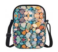 LPLSNWS Colored Stones Printed Zipper Crossbody Bag - Small Shoulder Bag with Adjustable Strap - Portable Travel Work Gift Bag for Women Men