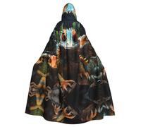 LPLSNWS Colorful Lizards Patterned adult hooded cape, suitable for festive events, cosplay activities, and holiday celebrations.