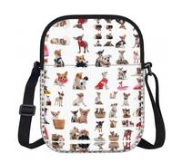 LPLSNWS Cute Chihuahua Pug Pattern Printed Zipper Crossbody Bag - Small Shoulder Bag with Adjustable Strap - Portable Travel Work Gift Bag for Women Men