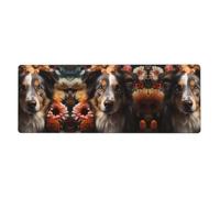 LPLSNWS Cute dog with flowers Patterned Keyboard and Mouse Pad (31.5x11.8 inches) Suitable for Gaming and Office Use.