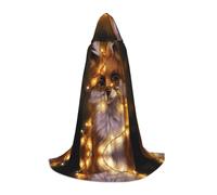 LPLSNWS Cute Fox Graphic Teen Cosplay Hooded Cape, Size M, Black, Polyester, Animal Print, Hand Wash Only