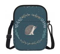 LPLSNWS Cute Little Hedgehog Printed Zipper Crossbody Bag - Small Shoulder Bag with Adjustable Strap - Portable Travel Work Gift Bag for Women Men
