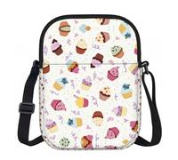 LPLSNWS Delicious Cupcakes Printed Zipper Crossbody Bag - Small Shoulder Bag with Adjustable Strap - Portable Travel Work Gift Bag for Women Men