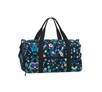 LPLSNWS Duffel Bag, Moonlight Garden Floral Print, 45 x 23 x 25 cm, Polyester, Zipper Closure, Adjustable Detachable Strap, with Shoe Compartment