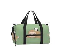 LPLSNWS Duffel Bag, Panda and Sloth Print, Polyester, Zip Closure, Adjustable Strap, 45 x 23 x 25 cm, with Shoe Compartment and Interior Zip Pocket
