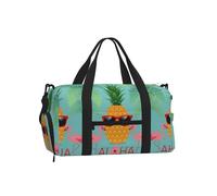 LPLSNWS Duffel Bag, Pineapple Flamingo Print, 45 x 23 x 25 cm, Polyester, Zipper Closure, Adjustable Strap, Water-Repellent, with Shoe Compartment