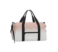 LPLSNWS Duffel Bag Rose Gold Glitter Chevron Pattern, Polyester, Zip Closure, Adjustable Detachable Strap, Water-Repellent, 45 x 23 x 25 cm, with Shoe Compartment and Interior Zip Pocket