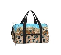 LPLSNWS Duffel Bag, Sea Turtle Beach Print, Polyester, Zipper Closure, Adjustable Strap, 45 x 23 x 25 cm, with Shoe Compartment and Main Zippered Pocket