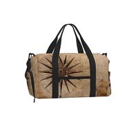 LPLSNWS Duffel Bag, Vintage Compass Map Print, 45 x 23 x 25 cm, Polyester, Zip Closure, Adjustable Detachable Strap, with Shoe Compartment