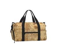 LPLSNWS Duffel Bag, Vintage Treasure Map Print, Polyester, Adjustable Detachable Strap, 45 x 23 x 25 cm, with Shoe Compartment and Zippered Pockets