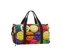 LPLSNWS Duffel Bag with Colorful Cupcakes Rainbow Flower Cake Print, Polyester, Adjustable Detachable Strap, 45 x 23 x 25 cm, Zip Closure, with Shoe Compartment