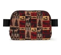 LPLSNWS Fanny Pack with Lodge Bear Deer Fish Pattern, Polyester, Zipper Closure, Adjustable Strap up to 110 cm, 19 x 5.5 x 13 cm, Hand Wash Only