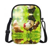 LPLSNWS Farm Rustic Chickens Printed Zipper Crossbody Bag - Small Shoulder Bag with Adjustable Strap - Portable Travel Work Gift Bag for Women Men